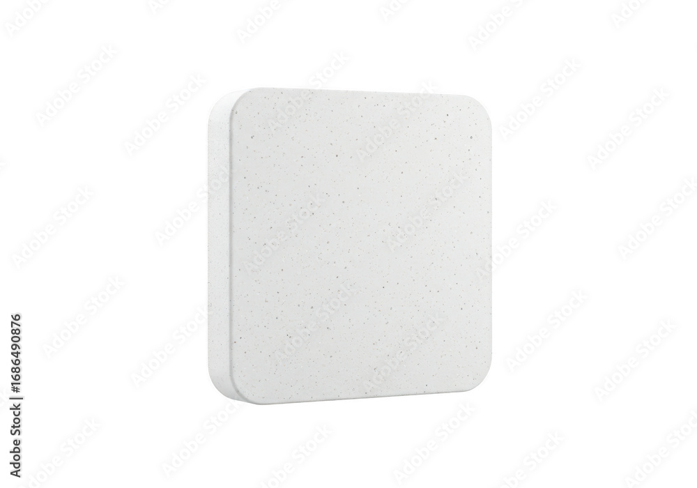 Poster white square object with speckled texture isolated on transparent background