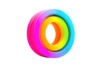 Rainbow concentric circles,  3D letter O