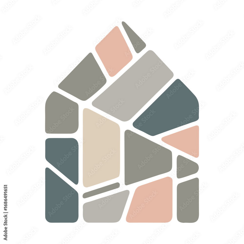 Poster house shape abstract mosaic pattern with muted colors vector