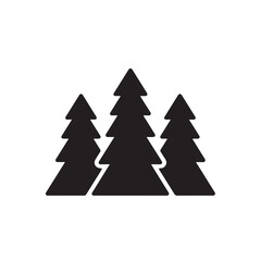 Fototapeta premium Silhouette of Three Pine Trees on a White Background