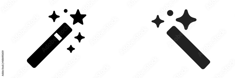 Poster magic wand icons with sparkling effects designed for various creative projects and digital applicati
