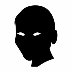 Silhouette of a person's head with glowing eyes on a white background