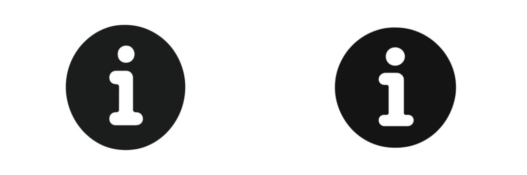 Two black informational icons displayed side by side on a white background conveying a simple design for easy recognition