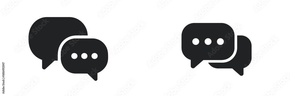 Poster communication icons representing messaging and chat features in digital platforms