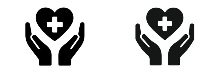 Health care support symbol depicted with hands holding a heart, representing compassion and care in wellness initiatives