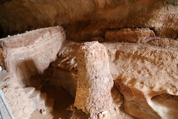 Stalagmite in the Ghar Dalam cave in Malta
