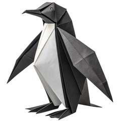 Elegant origami penguin crafted from textured paper brings a touch of modern artistry and playful sophistication to any design project. © Youru