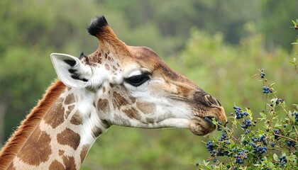 Obraz premium Giraffe enjoying a tasty snack