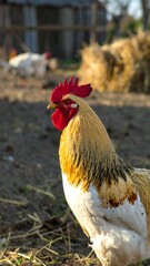 Rooster in farmyard setting