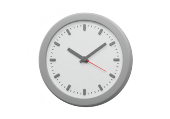 Modern analog clock isolated on transparent background