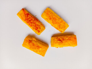 Long cheese nastar cookies isolated on white background.