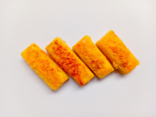 Long cheese nastar cookies isolated on white background.