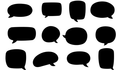 Comic Burst Speech Bubble and Text Box Silhouette Vector Set