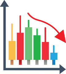 Vector of Bearish Candlestick Chart with Red Arrow