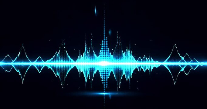 Dynamic blue audio waveform visualization for music production and technology applications