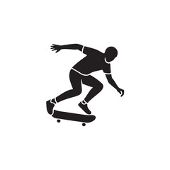 Silhouette of a person skateboarding, dynamic action pose