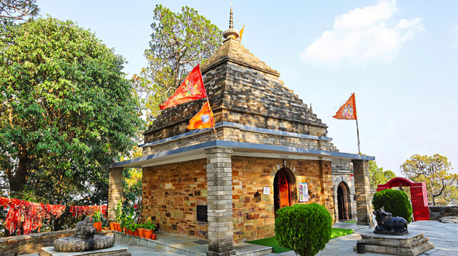 Historic Shiva temple located atop Kasar Devi Hill in Almora, Uttarakhand, India.