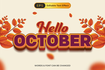 Hello October Autumnal Text Effect