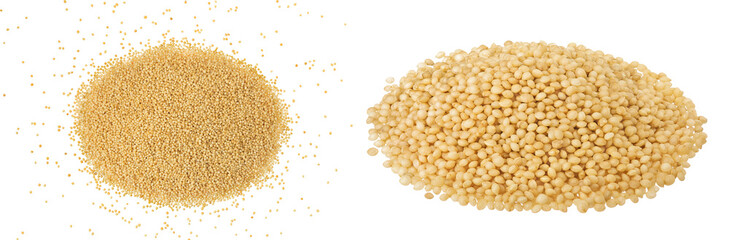Amaranth grain seeds isolated on white background. Top view. Flat lay