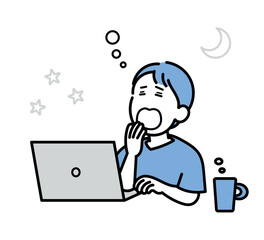 当直をしている医師のイラスト