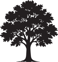 Obraz premium PrintSilhouette of a large deciduous tree with full foliage on a light background