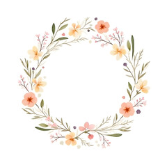 Fototapeta premium Watercolor floral pattern hand-painted wildflowers and leaves with ribbon on background for wallpaper&nbsp;and&nbsp;fabric