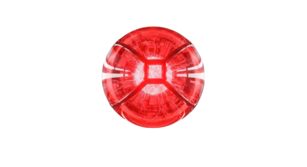 Futuristic Red Orb with Circuitry Design on Transparent Background