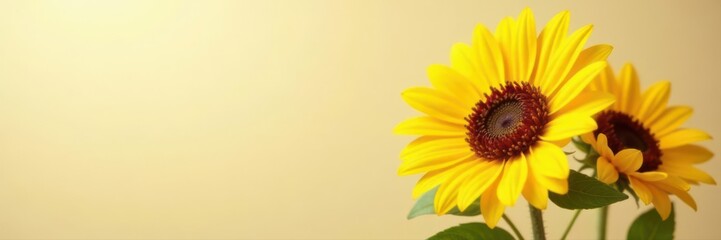 Obraz premium Elegant sunflower, minimalist neutral setting, summer, organic