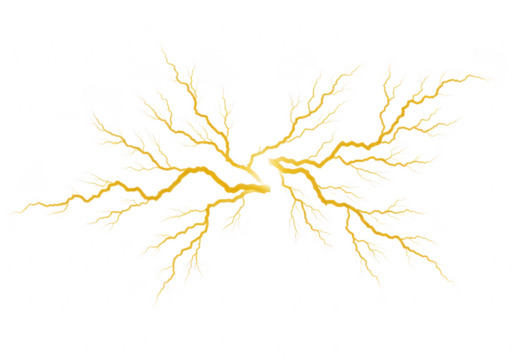 Abstract yellow lightning bolt isolated on transparent background