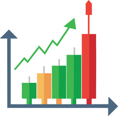 Vector of Bullish Candlestick Chart With Green Arrow