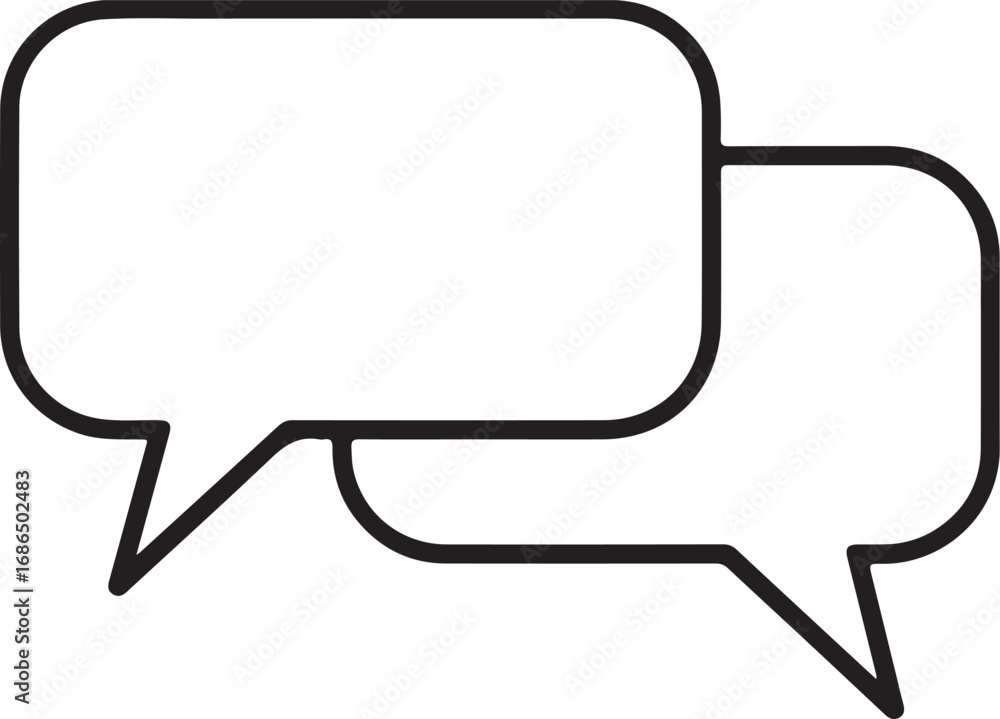 Poster two overlapping empty speech bubbles creating a simple graphic communication concept