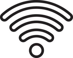 Simple black outline of a wireless internet signal icon on a white background