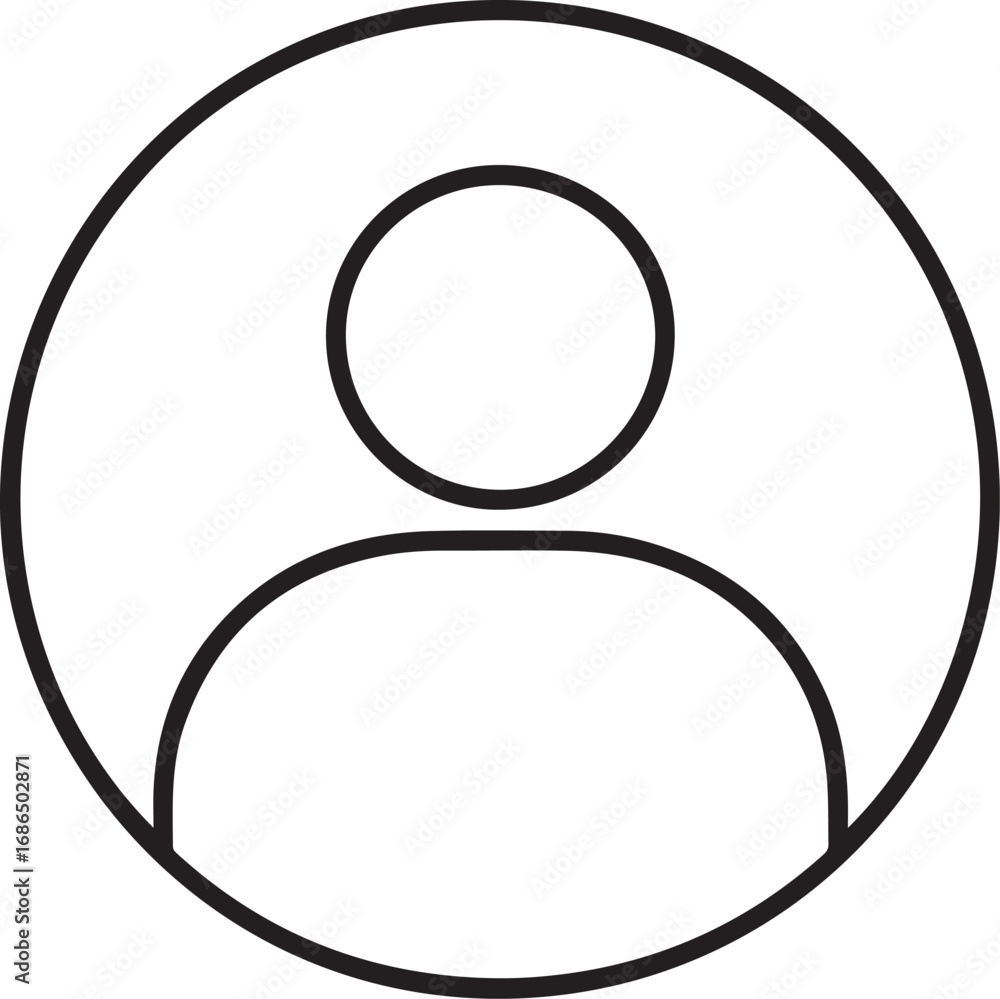 Poster simple outline icon of a person silhouette inside a circle representing user profile