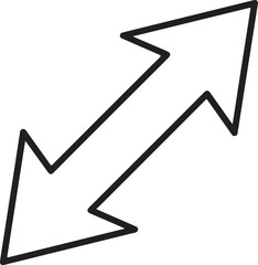 Simple hand drawn black outline arrows pointing in opposite diagonal directions