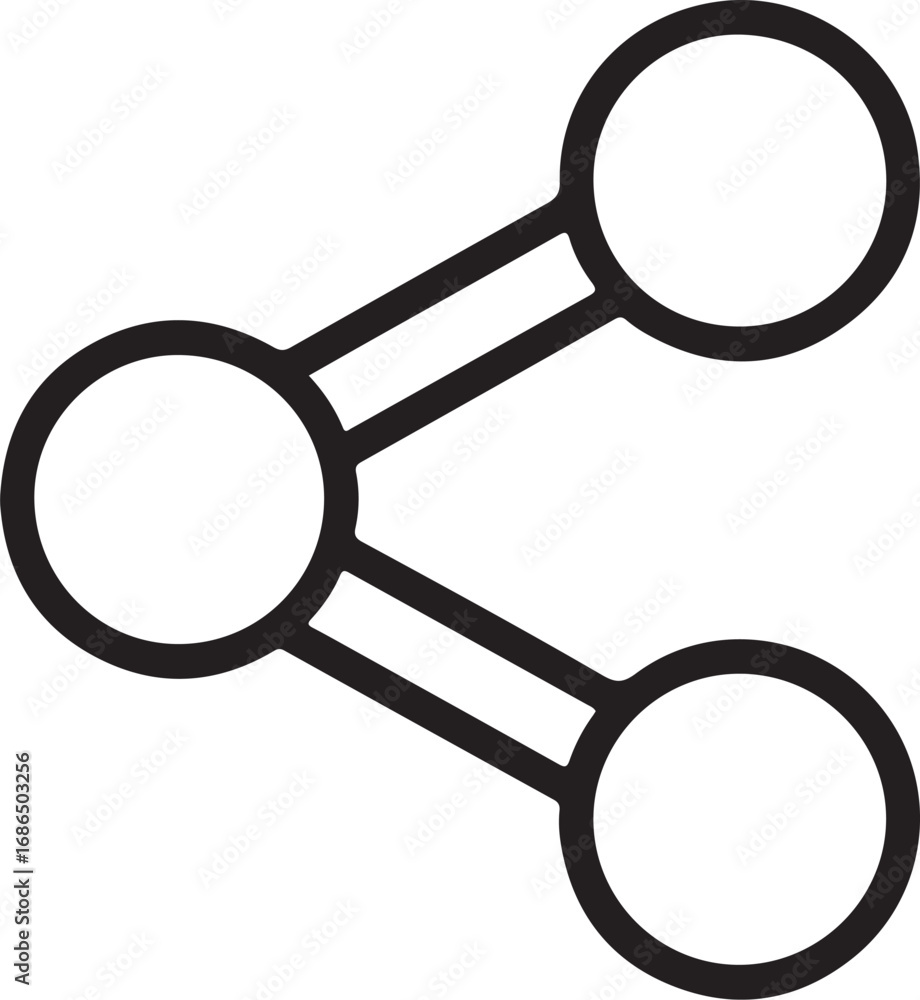 Poster simple outline icon representing connection and sharing between multiple points