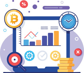 Vector of Cryptocurrency Dashboard Showing Decline