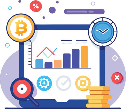 Vector of Cryptocurrency Dashboard Showing Decline