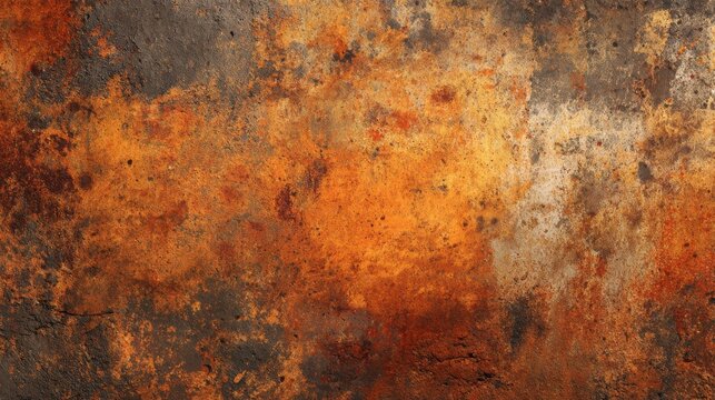 Abstract close-up of heavily rusted metal surface with orange and gray tones, grunge, or texture designs.