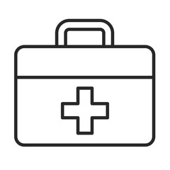 Fototapeta premium First aid kit line icon for labor protection and workplace safety vector.