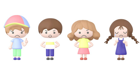 3dのけんかをしている子どもたちのイラスト