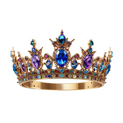 Golden crown with Diamonds isolated on transparent background