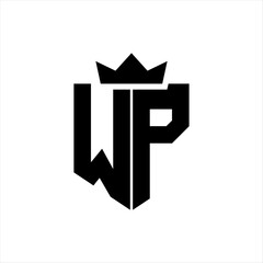 WP Vector image of a shield with a sharp geometric style and a pointed crown
