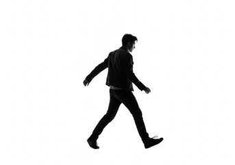 Silhouette of a man walking isolated on transparent background