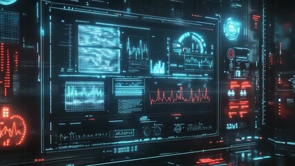 Futuristic control room monitoring vital signs and data analysis - Powered by Adobe