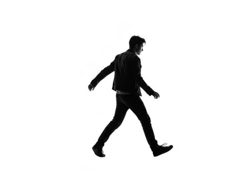 Silhouette of a man walking isolated on transparent background - Powered by Adobe