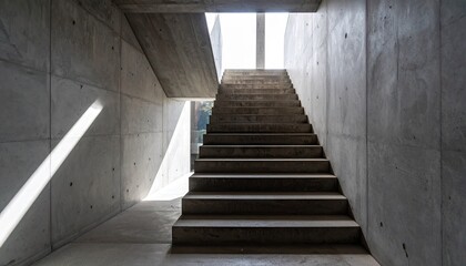 Fototapeta premium Brutalism Concrete Stairwell with Angular Shadows