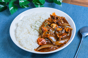 白い皿に盛られたハヤシライス