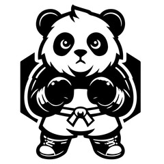 panda, bear, boxing, gloves, karate, gi, black belt, illustration, animal, martial arts, sport, cartoon, character, cute, mascot, fighter, training, exercise, fitness, strength, power, competition, ch