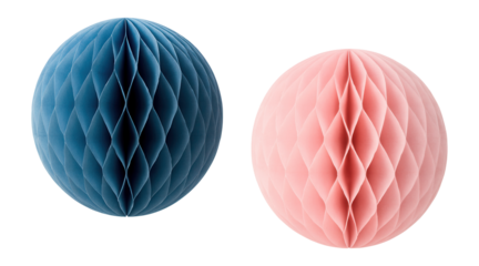 Blue and pink honeycomb balls for decoration