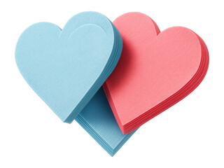 Obraz premium Blue and pink heart-shaped paper napkins